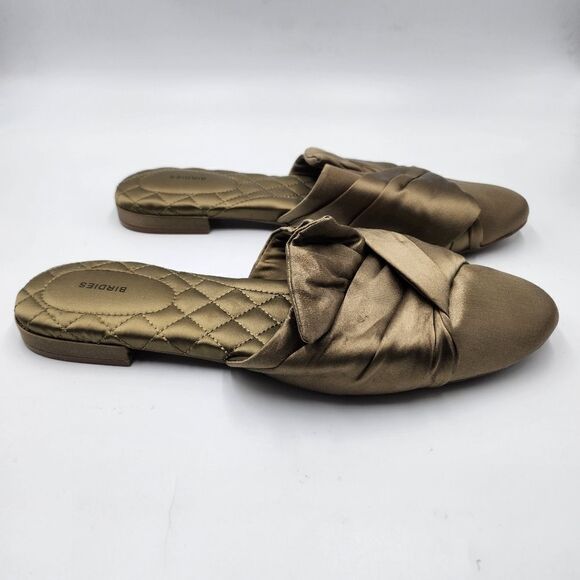 NWOB Birdies songbird women's satin green knotted mule Sz 10.5
